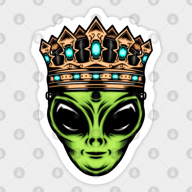 alien with gold crown Sticker by Mako Design 